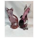 Art Glass Cats ea 6 in tall