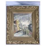 Oil on Board Painting of Winter Street