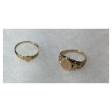 Early Insignia Gold rings (2) 14 kt