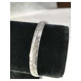 Sterling Bangle - Herringbone Pattern