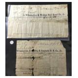 Vintage Wilmington Railroad Receipts 1884