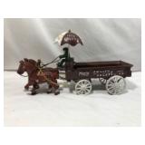 Vintage Cast Iron Horse Drawn Peddler Wagon