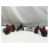 Vintage Cast Iron Horse Drawn Fire Wagons (2)