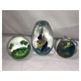 Glass Paperweight Collection (3)