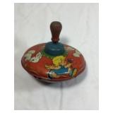Vintage Lithograph Spinning Top Tin Toy