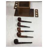 Briar Pipes with Pipe Stand - 5 pipes