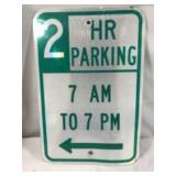 Aluminum 2 Hour Parking Sign