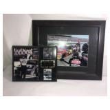 Jeff Gordon framed photo and Jimmy Johnson plaque