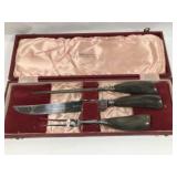 Real Buffalo Horn Handle Carving Set in case