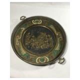 Antique Tinned Copper & Brass Handled Pan