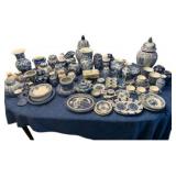 Vintage Blue & White Dish Pattern Large Collection