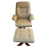 Contemporary Swivel Recliner and Matching Ottoman