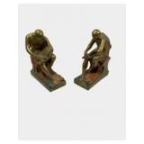 Art Deco Polychrome Cast Metal Scribe Bookends