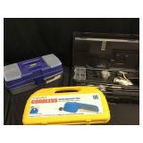 Sportsman knife, tackle box and fishing pole