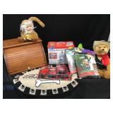 Bread box, sewing machine, crafts and decor