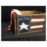 Wooden crate and flag