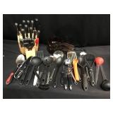 Knife Block, pans  and utensils