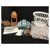 Tablecloths, blanket, decor & basket
