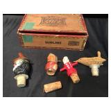 Vintage Bottle  Toppers  and Cigar box