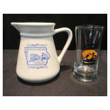 Thompson IA Pitcher and Hawkeye Glass