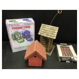 Backpacks and birdhouse