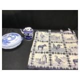 Blue dishes and Valance