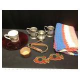Pewter Cups, Afghan & Misc