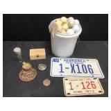 Vintage Golf Balls, License Plates & Misc