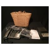 Phones, tape player & Basket