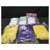 Three Pink & Grey Scarfs, Three Purple & Yellow