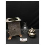 Oil Lamp & Misc Metal Decor