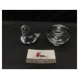 Glass Apple & Swan Paperweights