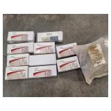 10 Boxes of Steel Rail Brackets and Bag of Screws