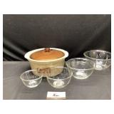 Stoneware Dish and Glass Bowls