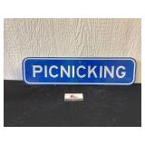 Picnicking metal sign