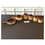 Stonewear measuring cups and bean pots