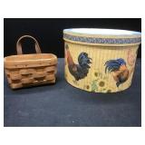 Small Longerberger Basket & Rooster Storage Box