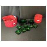 Green Glassware w/China Keepers