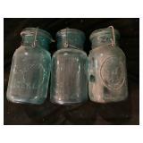 Vintage Blue Glass Jars
