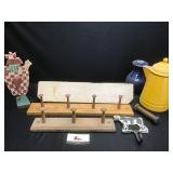 Enamel Teapot, Wood Decor & Misc