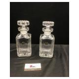 2 Golden Crown Crystal Decanters