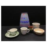 Pottery vase, Panora crock and misc dishes