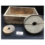 Wooden Crate and Wooden Wheels
