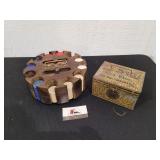 Patterson Tobacco Tin and Poker Chip Wheel