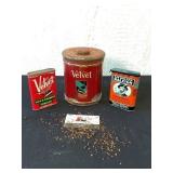 Velvet and Sir Walter Raleigh Tobacco Cans
