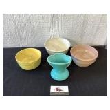 3 unmarked bowls and a vase