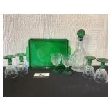 Green glassware beverage set