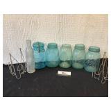 Bell glass mason jars, glass, glass jar carrier