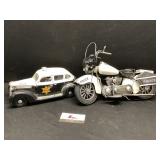 Police Motorcycle and Car