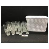 Glasses and Plastic Basket